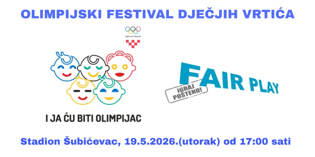 Olimpijski festival dječjih vrtića održava se u utorak na stadionu Šubićevac 